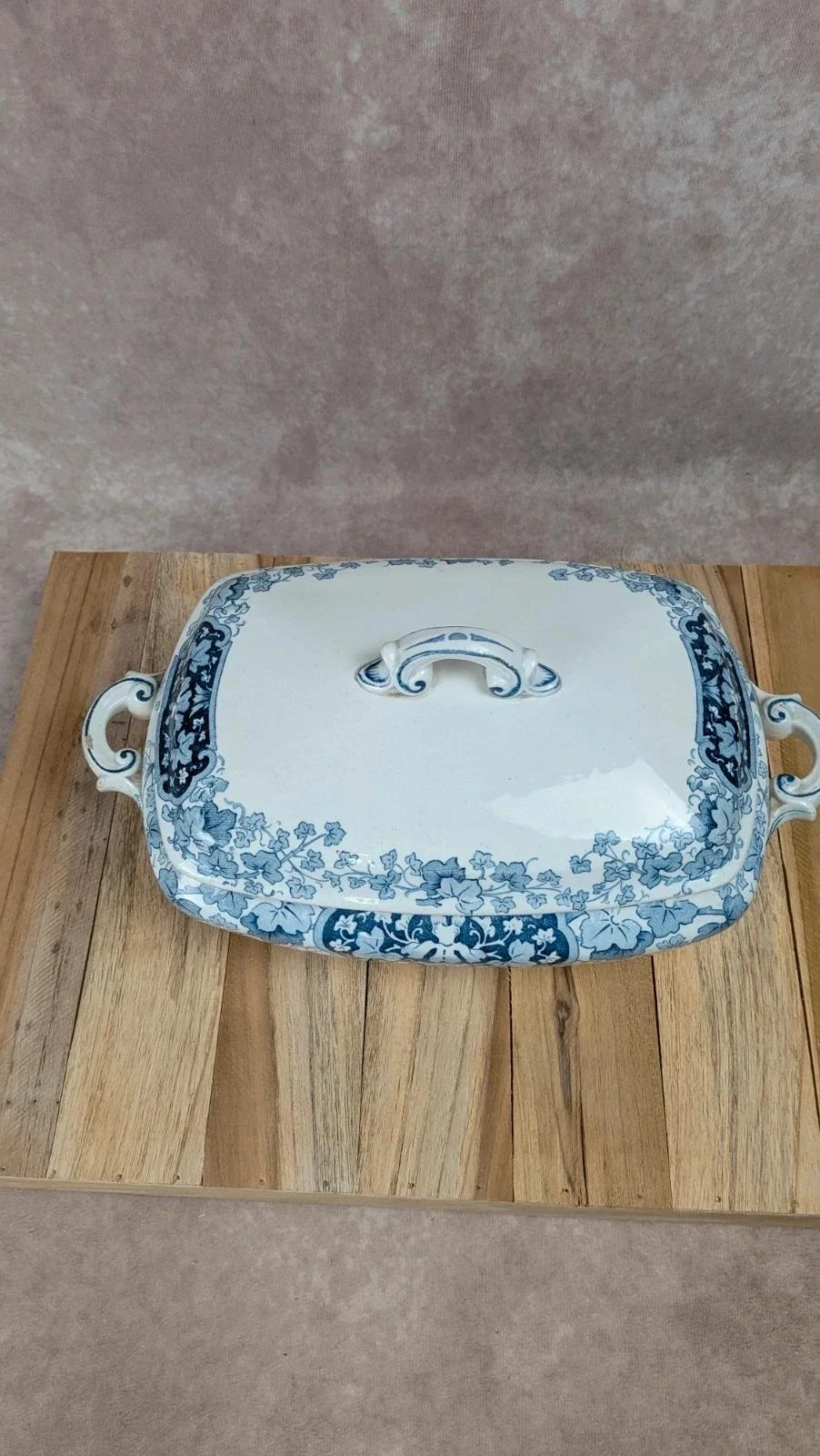 Légumière ancienne Kg Lunéville modèle Marceau décor bleu – photo 2